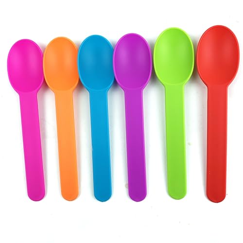 image for Heyiwell 50 Pieces Premium Plastic Wide Handle Spoons,Ice Cream Spoons