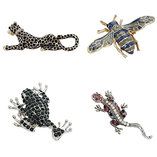 Image of Leopard Brooch Pin Jewelry Vintage Spotted Leopard Rhinestone Crystal Brooch Pin Lapel Pins Back