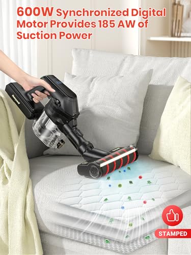 Honeywell Cordless Vacuum Cleaner, 600W 60Mins Runtime Vacuum Cleaners for Home, Cordless Vacuum w/self-Cleaning, Touch Screen, Flexible Stretch Hose for Pet Hair/Carpet/Hardwood Floor, VC16 - image 2
