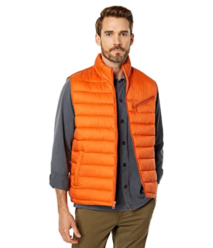 Cole Haan Mens Puffer With Chest Zip Pocket Quilted Vest, Burnt Orange, X-Large US