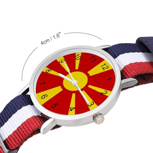 Macedonia Flag Lightweight Wrist Watch Adjustable Nylon Band Outdoor Sport Work Wrist Watch Easy to Read Time2