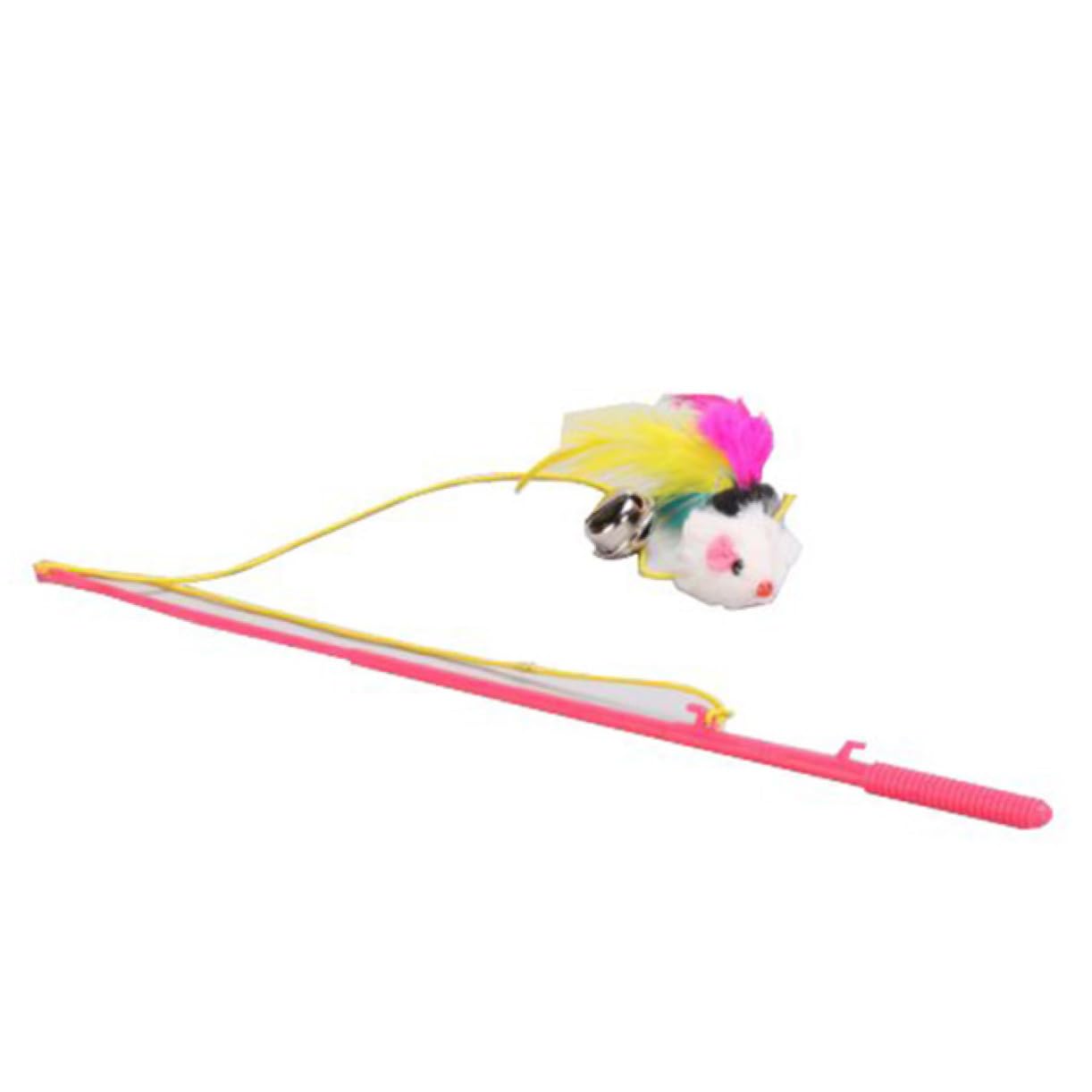 Canne à Pêche pour Chaton Interactive Clochette, Couleur Aléatoire | Tige Suspendre Ludique, Corde Élastique et Souris en Poils de Lapin, pour Éveiller L’instinct Couleur Aléatoire