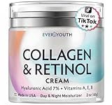 Collagen Cream for Face, Neck & Décolleté, Anti Aging Facial Moisturizer for Women with Hyaluronic Acid, Vitamin E, Made in USA, Anti Wrinkle Face Cream, Neck Creams for Tightening and Firming, 1.7oz