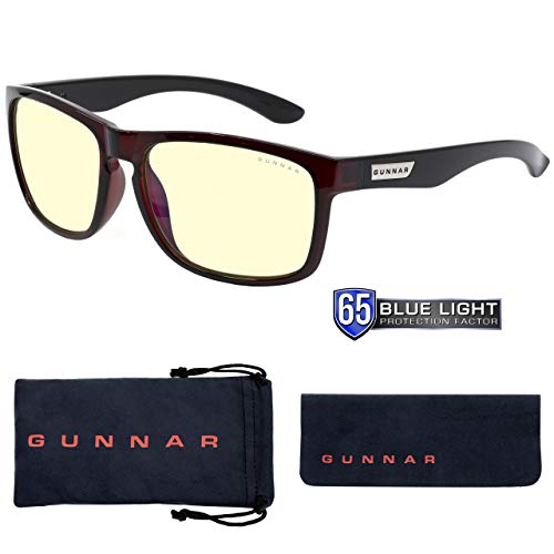 GUNNAR – Gaming and Laptop Glasses – Blocks 65% Blue Mild – Infinite, Merlot/Onyx, Amber Tint