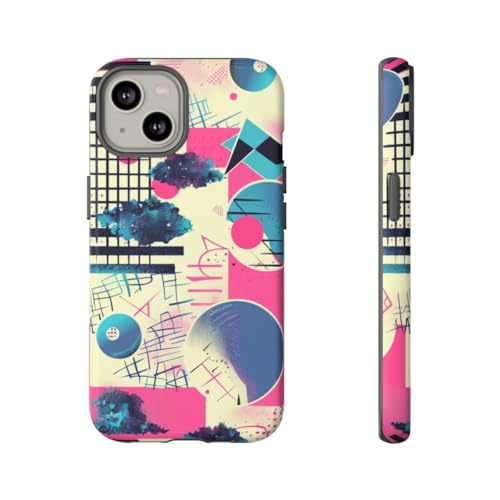 Coque iPhone 14 rigide mate motif géométrique pour éviter traces et chutes
