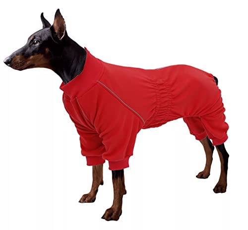 Dog Full Body Warm Fleece Coat with Legs Puppy Pyjamas Jumpsuit Suit with Reflective Zipper Closure...
