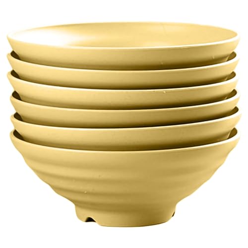 Image of Wheat Straw Salad Bowls Set (900ml) - Large Microwave Safe, Unbreakable & Stackable Bowls for Salad, Pasta, Soup, Ramen - BPA-Free, Eco-Friendly, Lightweight Serving Bowls for Kitchen (6, Yellow)