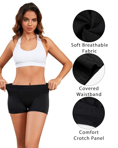 Nexgenz Cotton Boyshorts Underwear for Women, 2-Inch Leg Boyshort Panties, Anti Chafing Soft Stretchy Full Coverage 4 Pack Black Large — view 5
