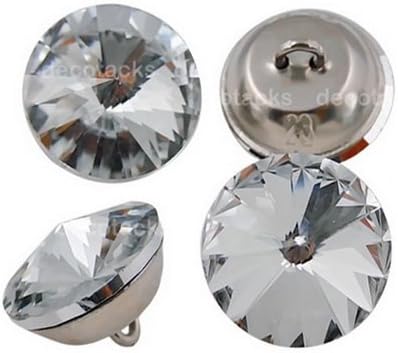 decotacks® 1" [25mm] Crystal Upholstery Buttons with Metal Loop Base 24pcs/pk BTN0625#2_24
