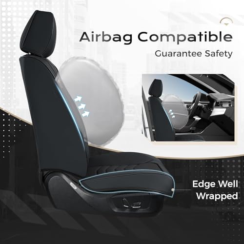 Image of Coverado Car Seat Covers Front Seats, 2-Pack Black Seat Covers for Cars, Waterproof Leather Car Seat Covers for Cars, Car Seat Protector Car Seat Cushion Universal Fit for Most Cars Trucks SUV