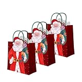 OH YEAH - 3 Unidades - Bolsas Regalo Navidad Papá Noel Pequeña - 18 x 10 x 24 cm - Bolsas Papel con Asas - Envoltorio Navideño Reutilizable - Diseño Único Santa Claus