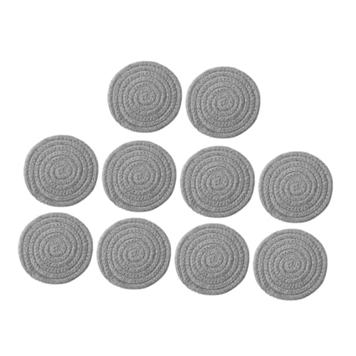 PRETYZOOM 10 Piezas Almohadillas De Aislamiento Estera De Vinilo Posavasos para Mesa De Café Posavasos para Bebidas Fiesta Bandejas Accesorios De Barra para El Hogar Juego Light Grey Algodón