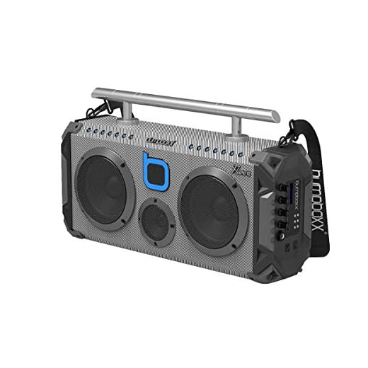 Bumpboxx Bluetooth Boombox Flare6 Carbon Fiber | Retro Boombox with Bluetooth Speaker | Rechargeable Bluetooth Speaker