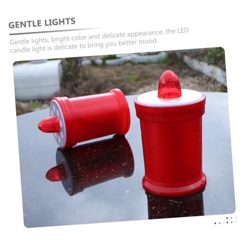 Velas LED sin llama rojas religiosas de plástico ligero para decoración de cementerio 2