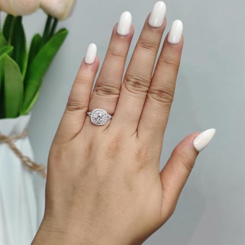 GIA Certified 1 Carat Round Cut Natural Diamond Split Band Double Halo Engagement Ring For Women 14K Gold 1/2 Ct Center (G-H Color, SI1-SI2 Clarity, 1 Ctw)2