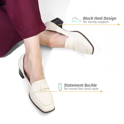 Image of YOHO Bliss Heel 001 Slip-on Loafers for Women | Comfortable & Stylish Block Heeled | Fashion Moccasins with Footpharma Footbed | Perfect for Casual, Formal Shoe