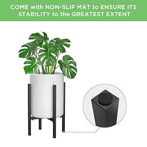 Adjustable Metal Plant Stand 9.5 to 15 inches, Mid Century Modern Plant Stand 15 inches in Height, Indoor & Outdoor Plant Stand, Fit 10 11 12 13 14 15 inch Pots Pot & Plant Not Included, Black - Thumbnail 3