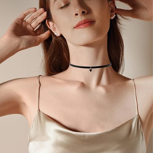 10 Stück Choker Kette Damen Set,Choker Halskette Schwarze,Samt Leder Halsband Velvet Collier Joker Kette,Gothic Classic Kropfband Tattoo,Spitze Necklace Schmuck Geschenk für Frauen Mädchen Teenager