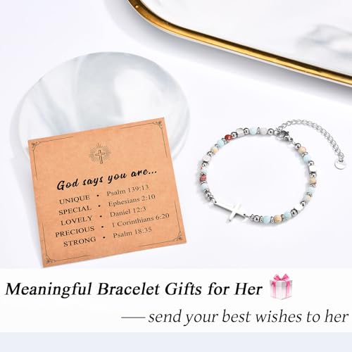 Image of Christian Gifts for Women Girls, Religious Cross Bracelet, Birthday Christmas Easter Baptism Confirmation First Communion Valentines Day Graduation Gifts for Her