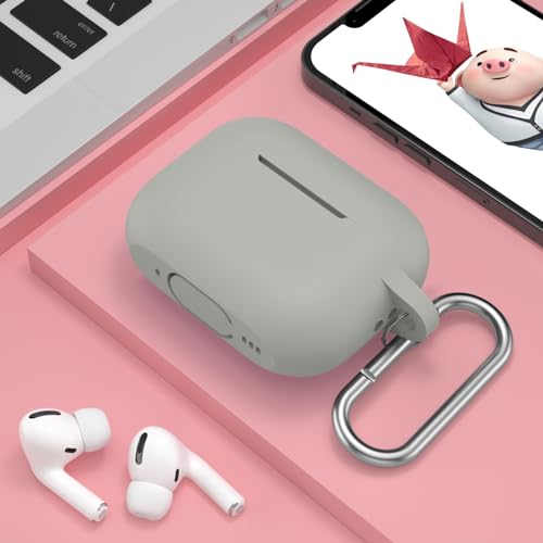 Image of for AirPods Pro 2nd 1st Generation Case Cover with Keychain, Protective Soft Silicone Skin Accessories for Apple AirPods Pro Charging Case 2022 /2019, Front LED Visible, Grey