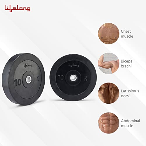 Image of Lifelong Rubber Weight Plates 30mm Dia Set for Weight Lifting, Dumbbell Bars, Strength Training and Home Gym Fitness Workout