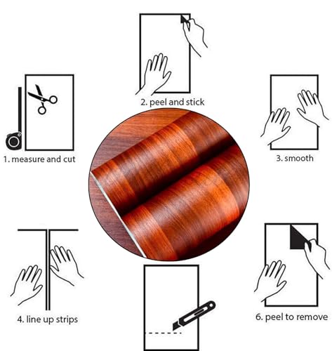 Image of WALLMATE Self Adhesive Wood Grain Wallpaper Vinyl Furniture Sticker Wood Wallpaper Kitchen Wallpaper Wooden Door Desktop Wallpapers (Wallnut Browns, 24x50 Inch)