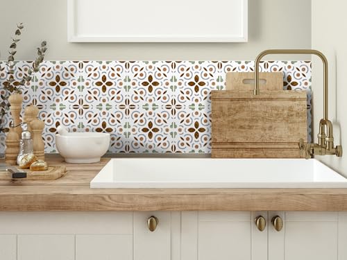 CAMELEO Crédence cuisine adhésive vinyle effet carreaux de ciment Granada, 200 x 40 cm - Convient aussi comme adhésif décoratif pour meuble - résistant et...
