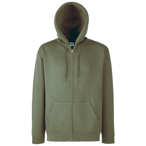 Sweatshirt à capuche Fruit of the Loom zippé veste kaki coton veste L