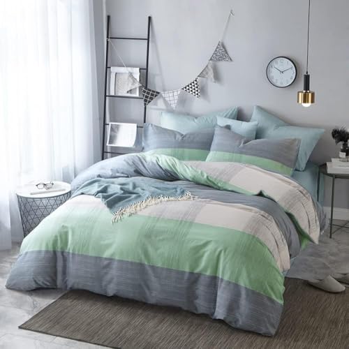 Image of LifeTB Queen Comforter Set Patchwork Bedding Comforter with 2 Pillowcases Soft Fluffy Geometric Plaid Bedding Set Breathable Cozy Patchwork Plaid Checkered Pattern Comforter for All Seasons