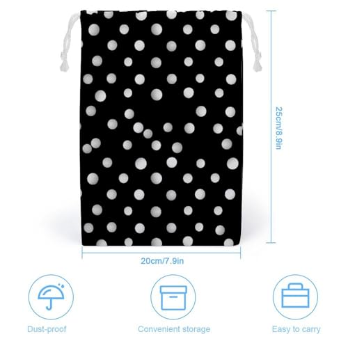 Drawstring Storage Bag Sports Cinch Sack Black White Polka Dots Gym String Bags for Travel Swimming Beach2