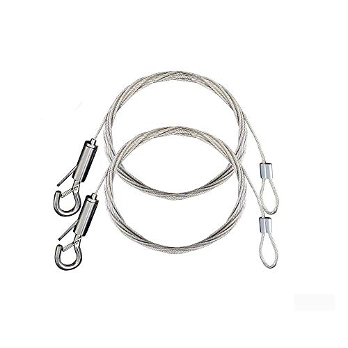 Adjustable Picture Hanging Wire 2PCS Kit with Loop and Hook 2m x1.5mm Heavy Duty Stainless Steel Wire Rope for Mirror Hanging Hardware, Light Lamp, Billboards,Basket Flowerpot Hold Up to 20kg