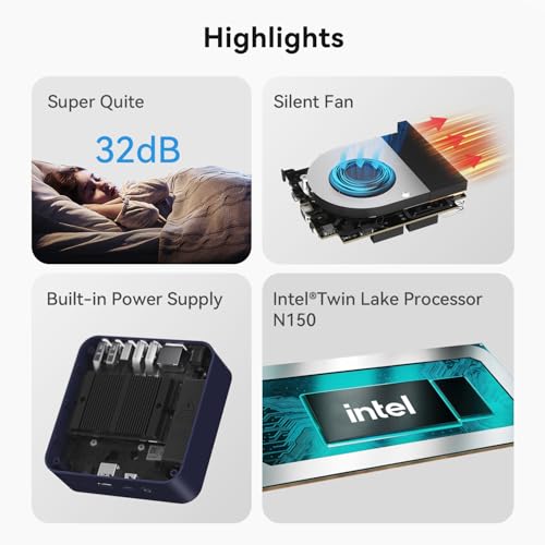 Image of Beelink EQ mini Mini PC with Processor N150,12G LPDDR5 500G SSD Mini Desktop Computer, WiFi6, 1000M LAN, BT5.2 Dual HDMI W11 Home Business Mini Computer