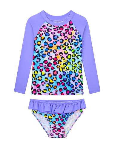 Image of Girls Rash Guard Swimsuit Long Sleeve Tankini Sets Two Pieces Bathing Suit Swimwear UPF 50+ Sun Protection