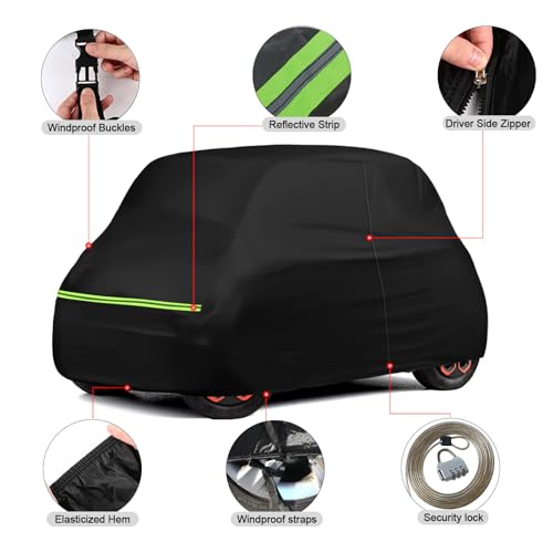 Vollgarage Autoabdeckung Ersatz für Citroen Ami/Rocks-e/Electric/FIAT Topolino 2020-2024, Auto Abdeckplane Autogarage Ganzgarage, Atmungsaktive Vollgarage Wasserdicht Reflexionsstreifen
