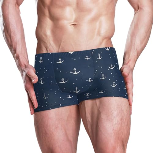 Anchor Blue Mens Swim Trunk Swimwear Bathing Suit Swim Brief Square Leg Board Short S B04036012