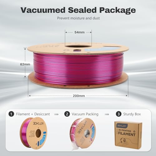 Image of 3DHoJor Silk PLA Filament 1.75mm Red Blue Dual Color PLA 3D Printer Filament 2 in 1 Coextrusion 1KG Spool(2.2lbs) 3D Printing Filament Dimensional Accuracy + /- 0.03mm Fits for Most FDM 3D Printers