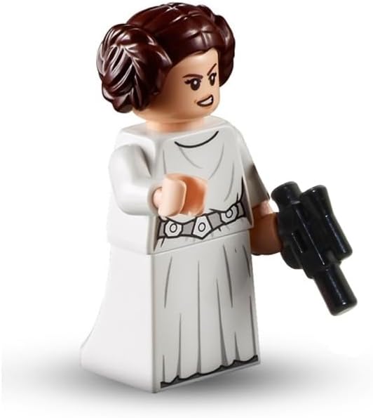 LEGO Star Wars Minifigure - Princess Leia (Carrie Fisher) from Episode 4/5/6 with Blaster and Minifigureland Tile - Image 2