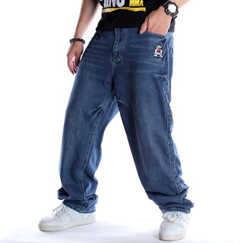 Y2K Jeans Men's Hip Hop Vintage Embroidery Wash Denim Pants Gothic Straight Tube Loose Wide Leg Pants2
