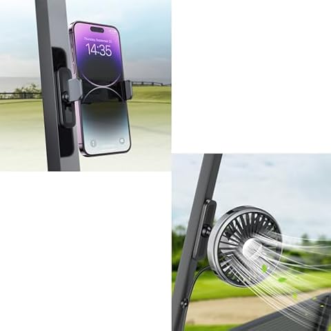 ICARMOUNT Golf Cart Magnetic Phone Holder and Fan for EZGO/Club Car/Yamaha,etc Cover