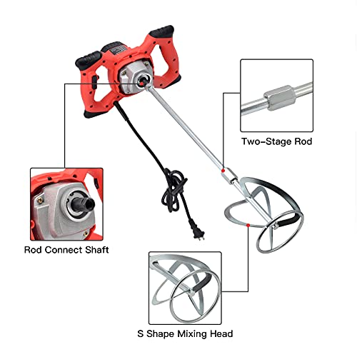 Mlliquea 2100W Electric Handheld Concrete Mixer Drill, Portable Cement Mixer Stirrer With Rod For Mixing Grout Paint Mortar Mud Plaster, 6 Speed Adjustment 110V #TOP3