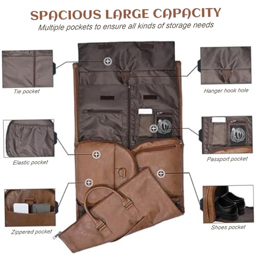 Sac de duffle à roulettes en PU brun avec sangle réglable confort
