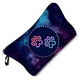 Livelihood Puppy Paw Makeup Bag - Cute Small Organizer Zipper Pouch Galaxy Cat Paw Cosmetic Bag - Birthday Present for Cat & Dog Lovers
