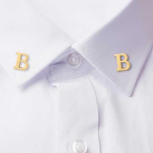 Image of HONEY BEAR Mens Womens Initial Alphabet Letter Lapel Pins Collar Badge Brooches for Business Wedding Graduation Gift Matte Gold 0.59 inches