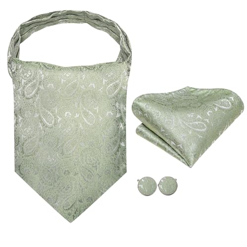 Image of Dubulle Paisley Floral Ascot for Men Self Tie Mens Cravat and Pocket Square Cufflinks Wedding