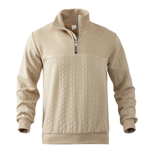 Mens Button Vintage Sweatshirt Corduroy Long Sleeve Stand Collar Loose Fit Pullover Solid Color Classic Sweater2