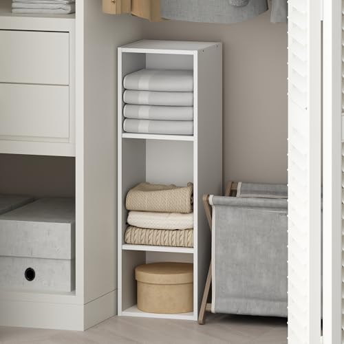 Image of Furinno Reed 3-Tier Closet Organizers and Storage, Closet Organizer, Open Shelf Closet Storage, for Wardrobe, Bedroom, Living Room, 10-Inch Width, White