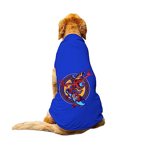 Image of Dog T-Shirt Cali Skater Printed Round Neck Sleeveless Tank /Tee Comfort, Breathable, Lightweight Dog Clothes /Apparel for Small /Medium and Big Dogs Breeds.(Royal Blue /L)