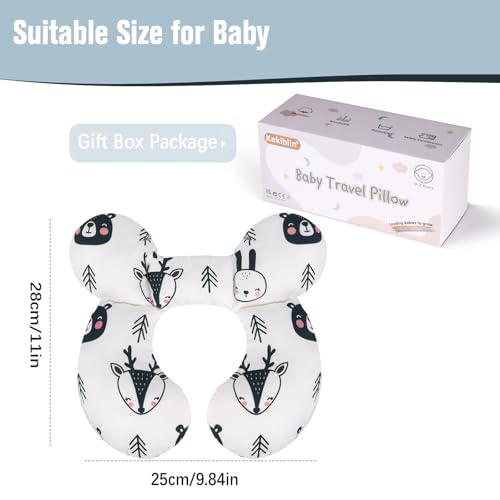 Image of KAKIBLIN Baby Travel Pillow, Upgraded Baby Neck Pillows for Car Seat, Infant Neck Support Pillow for Head and Neck,Newborn Head Support for Car Seat, Stroller, Pushchair(Black Bear)