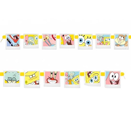Unique SpongeBob SquarePants Jointed Banner (1 Pc) - Easy Assembly Fun & Multicolor Party Decoration for Kids Parties & Events
