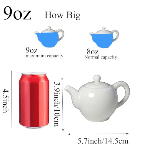 Image of Liang baobao Porcelain Teapot, 9oz Tea Pot Small Teapot Chinese Tradition Ice Crack Glaze Ceramic Tea kettle (White)